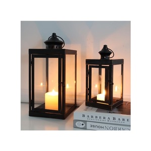 Contemporary metal <b>candle</b> <b>lantern</b> created for premium ambiance enhancement in homes patios and dining spaces - Product Image 2