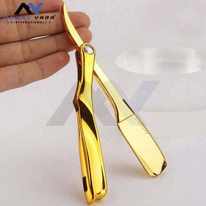 Navaja de Barbero Profesional Recta Chapada en Oro, Plegable, con Logotipo Personalizado, para Uso en Peluquerías y Salones - Product Image 4