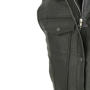 Gilet en cuir pour homme coupe-vent, léger, en cuir véritable, sans manches, avec logo personnalisé, vêtements en cuir décontractés - Product Image 6