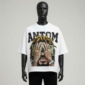 T-shirts oversize été UE/US pour hommes, coupe ample décontractée, imprimés DTF et DTG, manches tombantes, style streetwear, vêtements pour hommes - Product Image 1