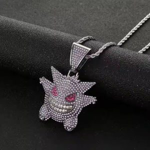 Collar de Cadena Hip Hop con Colgante de Gengar de Acero Inoxidable Chapado en Oro con Incrustaciones de Moissanita, Certificado IGI, Joyería Unisex, Regalo - Product Image 3