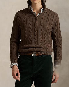 Suéter de punto de alta calidad para hombre con cuello alto y media cremallera, tipo jersey, polo de negocios, camisa base, suéter casual - Product Image 1