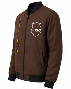 เสื้อแจ็คเก็ตบอมเบอร์สีน้ำตาลสำหรับผู้ชาย ผ้าฝ้าย 100% ปักลาย  รักษ์โลก สวมใส่สบาย มีฮู้ด เหมาะสำหรับฤดูหนาว - Product Image 3