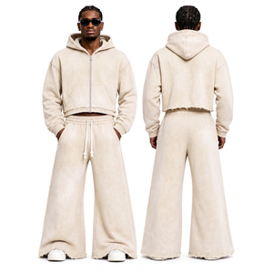 Ensemble de vêtements en molleton de coton délavé à l'acide 400 GSM coupe oversize pour détaillants de streetwear aux États-Unis - Product Image 4