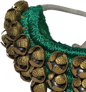 Campanas de Tobillo Ghungroo de Latón de Doble Cara, Chapadas en Oro, con Tela Verde, Tema Musical, Decoración Festiva - Product Image 3