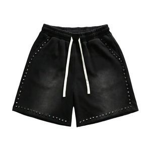 Shorts décontractés pour hommes, style Y2K, avec strass, taille élastique, pour le sport, la gym, Bermuda déchiré, streetwear - Product Image 1