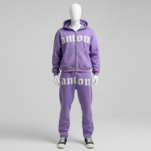 Sudadera con capucha de alta calidad para hombre, de felpa, de invierno, personalizada, de 2 piezas, 100% algodón, gruesa, transpirable, talla grande, estilo urbano, con cremallera completa - Product Image 2