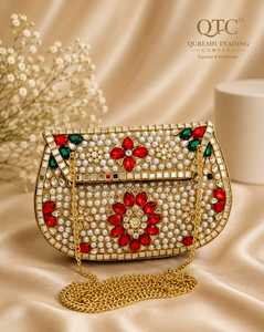 Handmade Pearl Rhinestone Evening Bag Mosaic <b>Clutch</b> Purse Chain Strap <b>Wedding</b> Party Handbag - Product Image 2