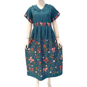 Camisón Casual para Mujer con Cuello Redondo y Mangas Cortas, Diseño Floral, Material de Rayón, Cintura Elástica, Largo hasta la Rodilla - Product Image 5
