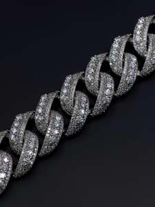 Pulsera de eslabones cubanos de 20 mm con diamantes cultivados en laboratorio VS-SI, con punteros elevados, pesada, de plata de ley 925 maciza de 14K, chapada en rodio, estilo Hip Hop - Product Image 4