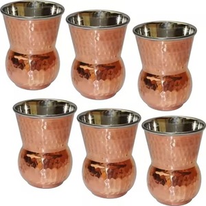 Juego de 6 Vasos de Cobre Ergonómicos con Diseño de Reloj de Arena, 350 ml, para Hoteles, Cenas, Fiestas y Uso Familiar - Product Image 1