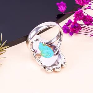 Bague en turquoise magnesite, argent sterling 925, réglable, faite à la main, bijoux en pierres précieuses, bague de luxe - Product Image 6