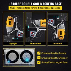 Trapano Magnetico da 750W con Diametro Massimo di Foratura di 0,5 Pollici e Profondità Massima di Foratura di 3,9 Pollici, Base Magnetica da 1910 libbre di Forza di Trazione, Macchine per Foratura - Product Image 4