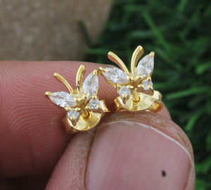 Pendientes de Plata de Ley 925 con Circonita Cúbica, Chapados en Oro de 18K, Joyería Minimalista para Mujer, Venta al por Mayor - Product Image 2