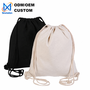 Sacchetto in tela con coulisse personalizzabile con logo, ecologico, biologico, OEM, per regali e confezioni, con logo stampato, beige bianco, con tasca - Product Image 1