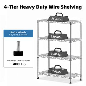 4 Tier 1000 Lbs <b>Storage</b> Shelving <b>Unit</b> Chrome Steel Organizer Wire Rack for Home <b>Kitchen</b> Office 13.7\" D X 23.6\" H - Product Image 3