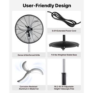 Ventilatore a piantana industriale da 30 pollici ad alta velocità, 9100 CFM, oscillante a 85 gradi, 3 velocità - Product Image 5