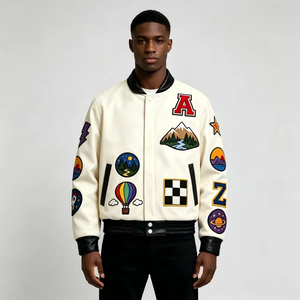 OEM Custom Vintage Letterman Jacket <b>Hip</b> Hop Chenille Embroidery Patchwork Casual Style Streetwear Bomber College Baseball Jacket - Product Image 5