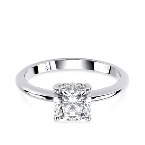 Bague de fiançailles solitaire en diamant de laboratoire taille coussin, certifiée IGI, or blanc 10K, cadeau idéal pour mariage, anniversaire ou fête - Product Image 1
