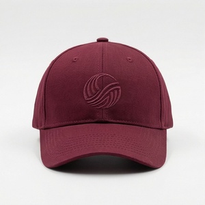 Gorra de Béisbol Borgoña de 6 Paneles con Logotipo Bordado en el Panel Frontal, Ajustable, Unisex, Estilo Casual - Product Image 1
