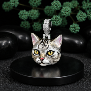 Colgante de Cabeza de Gato de Plata 925 de Lujo con Diamantes, Collar con Forma de Animal, Joyería Unisex para Uso Diario - Product Image 5