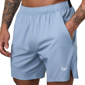 Shorts de sport décontractés pour hommes, écologiques, bleu glace, en maille respirante, avec cordon de serrage à la taille, pour l'entraînement et le fitness - Product Image 3