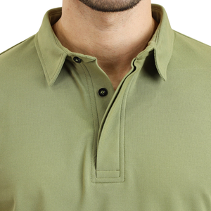 Camisa de Manga Corta con Cuello para Hombre, Tejido de Punto Sólido con Placket Oculto, Algodón Suave, Estilo Moderno y Limpio, Ajuste Perfecto, Colores Personalizados - Product Image 2