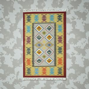 Tapis Kilim Fait Main en Laine/Soie, Design Géométrique Moderne, Écologique, Antidérapant, Durable, Tissage Plat - Product Image 3