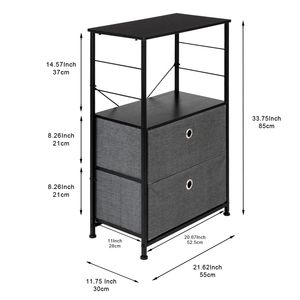 Comodino a 2 cassetti con struttura in acciaio, mobiletto comodino per casa, dormitorio universitario, tavolino d'appoggio, cassettiera per camera da letto - Product Image 6
