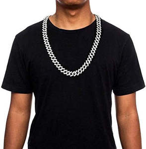 Miami 925 Sterling Silver <b>Rapper</b> Necklace Cuban <b>Chain</b> & round Cut Fashion <b>Chain</b> & Link Bracelets Hip Hop Style Chic Cuban - Product Image 2