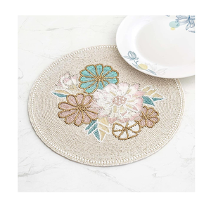 Set de table rond classique vintage perlé, fait main à 100 %, écologique, durable, qualité professionnelle, idéal pour mariages et banquets - Product Image 1