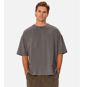 Camiseta Gris Extra Grande para Hombre, Estilo Casual Urbano, Corte Regular, Manga Corta, Tejido de Poliéster/Algodón, Secado Rápido, Transpirable, Verano - Product Image 1