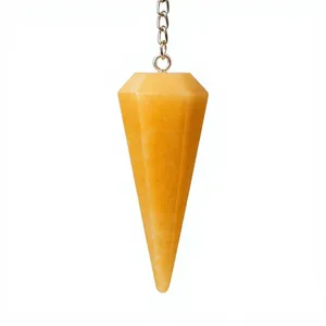 Pendentif en cristal d'aventurine jaune naturel pour l'équilibrage des chakras, chaîne en argent, pierre précieuse facettée, radiesthésie pour la Saint-Valentin et le Nouvel An - Product Image 1