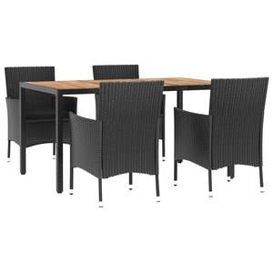 Ensemble de 4 tables et chaises de jardin en polyrotin noir avec sièges spacieux et de nombreuses fonctionnalités - Product Image 3