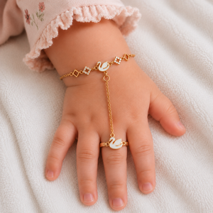 18kt <b>Gold</b> Initial Letter Charm Bracelet Ring <b>Set</b> with Cubic Zirconia High Polish Personalized Fashion Jewelry for Women Daily - Product Image 1