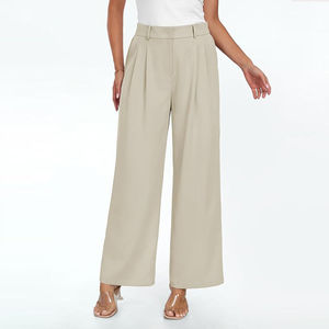 Pantalones de Vestir de Pierna Ancha para Mujer, a la Moda, de Cintura Alta, Transpirables, para Trabajo, OEM ODM - Product Image 6