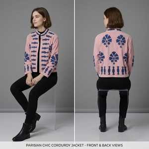 Women's Hand Embroidered Woven Cotton Lining Floral <b>Velvet</b> Short Pullover Jacket Boho Mandarin Collar Full Sleeve 700 GM Spring - Product Image 3