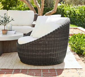 Black Rattan <b>Lounge</b> <b>Chair</b> With Cushions Elegant Woven Accent <b>Chair</b> Modern Boho Indoor Outdoor Seating Furniture OEM ODM - Product Image 6