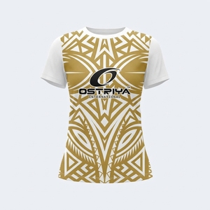 Camiseta de Mujer de Cuello Redondo, Corte Regular, Color Sólido, Diseño Tribal, Estilo Urbano, Manga Corta, Secado Rápido - Product Image 3