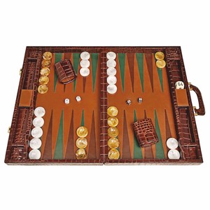 Luxury Quality Foldable Eco-Friendly Durable <b>Backgammon</b> Box Set Large in Size Custom Color Crocodile Leather <b>Board</b> 44mm Checkers - Product Image 1