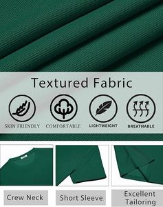 <b>Men's</b> Green Short Sleeve O-Neck Knitted T-<b>Shirt</b> Slim Fit Breathable Casual Solid Color Polyester Top - Product Image 6