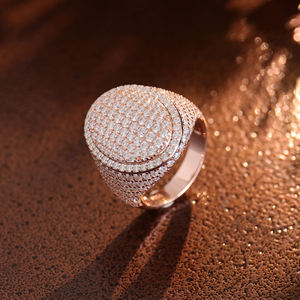 Anillo de Compromiso y Boda ZAWO en Oro Rosa para Mujer y Hombre, con Moissanita VVS, Plata 925, Baño de Rodio, Lujoso, con Incrustaciones, Estilo Hiphop - Product Image 6