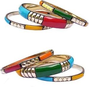 Ensemble de bracelets traditionnels faits à la main en résine et laiton, élégants bracelets de créateur pour un usage quotidien et pour les soirées, pour femmes - Product Image 2