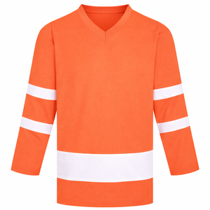 เสื้อฮอกกี้สีพื้นคลาสสิกพร้อมลายแถบตัดเย็บอย่างแท้จริงผ้าตาข่ายระบายอากาศและทำจากโพลีเอสเตอร์ที่ทนทาน - Product Image 1