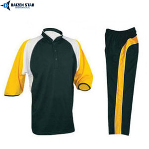 Uniforme de cricket pour homme DAIZEN STAR, vert et blanc, manches courtes, avec pantalon assorti, respirant, coupe classique, toutes saisons - Product Image 3