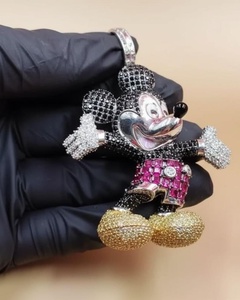 Pendentif Mickey Mouse en Moissanite, Argent Sterling 925 Plaqué Or 18K, Charme de Dessin Animé de Luxe, Bijou Unisexe, Cadeau - Product Image 5