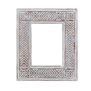 <b>Square</b> <b>Wooden</b> Photo Frame With Ornate Carved Design Handmade Wall Mount Vertical Decor - Product Image 6