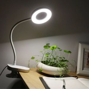 Lampe de bureau LED moderne avec col de cygne et pince, en aluminium blanc mat, alimentée par USB - Product Image 6