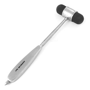 Martillo de Percusión Médico Preciso, Manual, de Acero Inoxidable con Acabado Plateado, Cabeza de Goma de Doble Cara, Certificado CE, Instrumento de Diagnóstico - Product Image 1