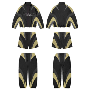 Fabricantes de Ropa, Conjuntos Deportivos Personalizados de Secado Rápido, Ligeros, de Nailon, Casuales, Sólidos, 2 en 1, Chaqueta con Cremallera, Sudadera con Capucha y Pantalones Cortos - Product Image 1